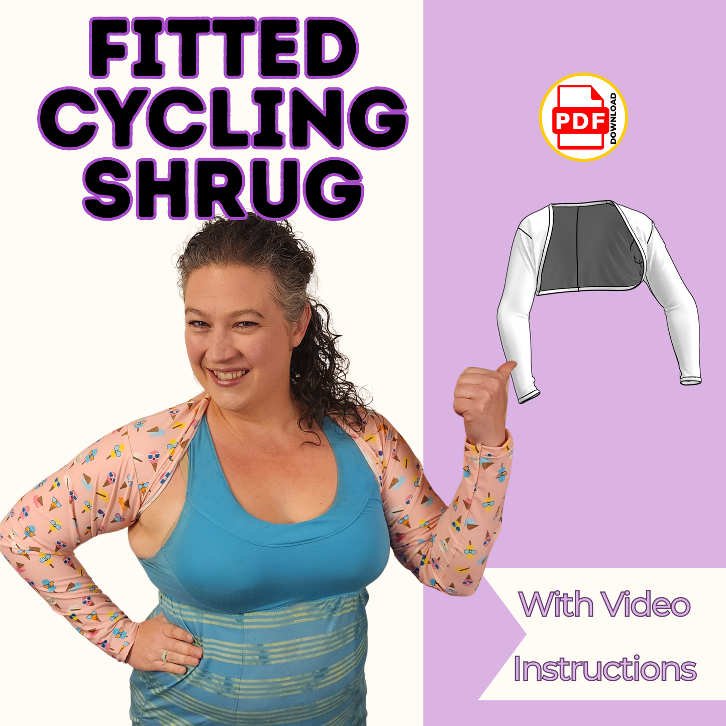 Fitted Cycling Shrug PDF Sewing Pattern | Sportswear Top | Athletic Shrug