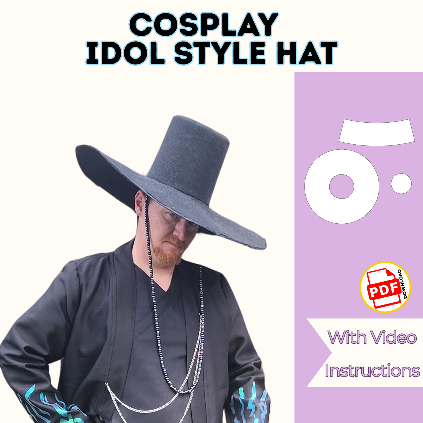 DIY Cosplay Felt K-Pop Inspired Hat K-Pop Inspired 10 sizes and sew along video