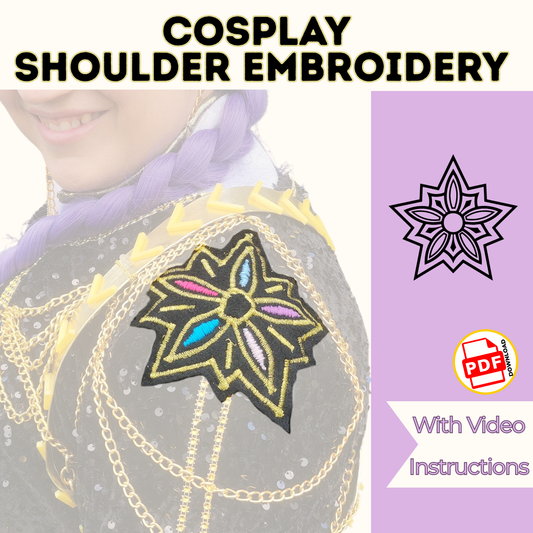 Golden Shoulder Flower Embroidery Pattern K-Pop Inspired Costume Accessory - 7 Size options