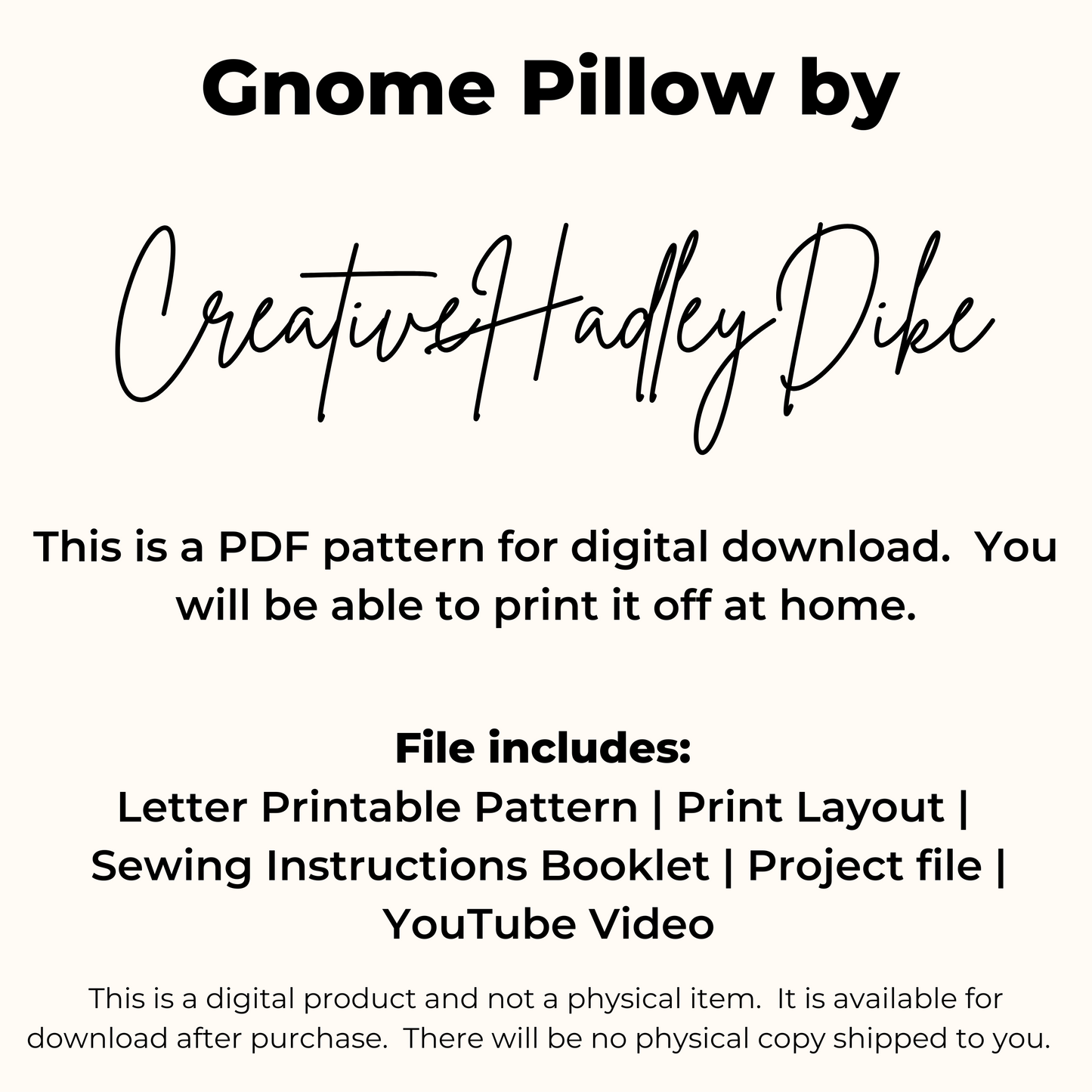 Gnome Pillow Case PDF Sewing Pattern