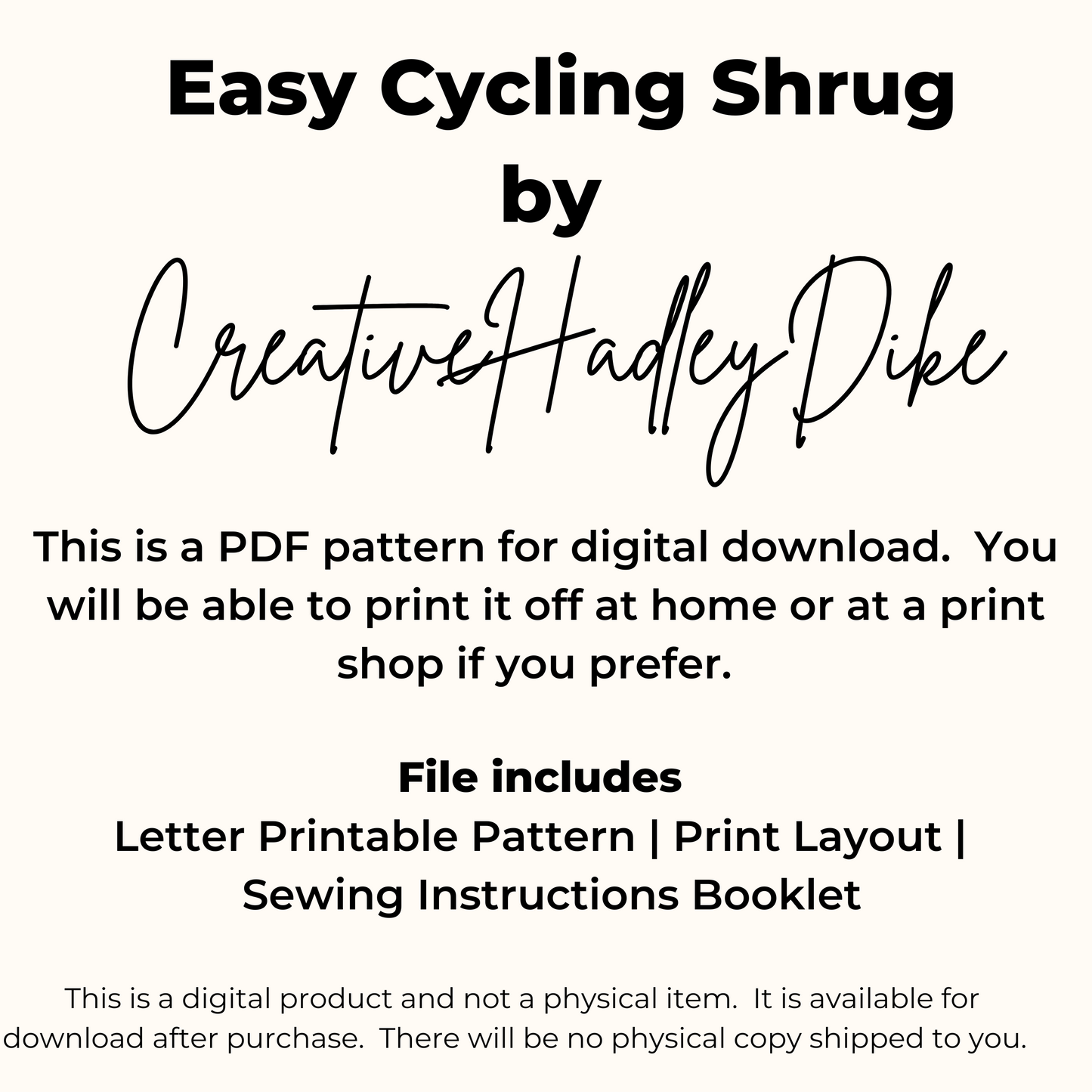 Easy Cycling Shrug Sewing Pattern