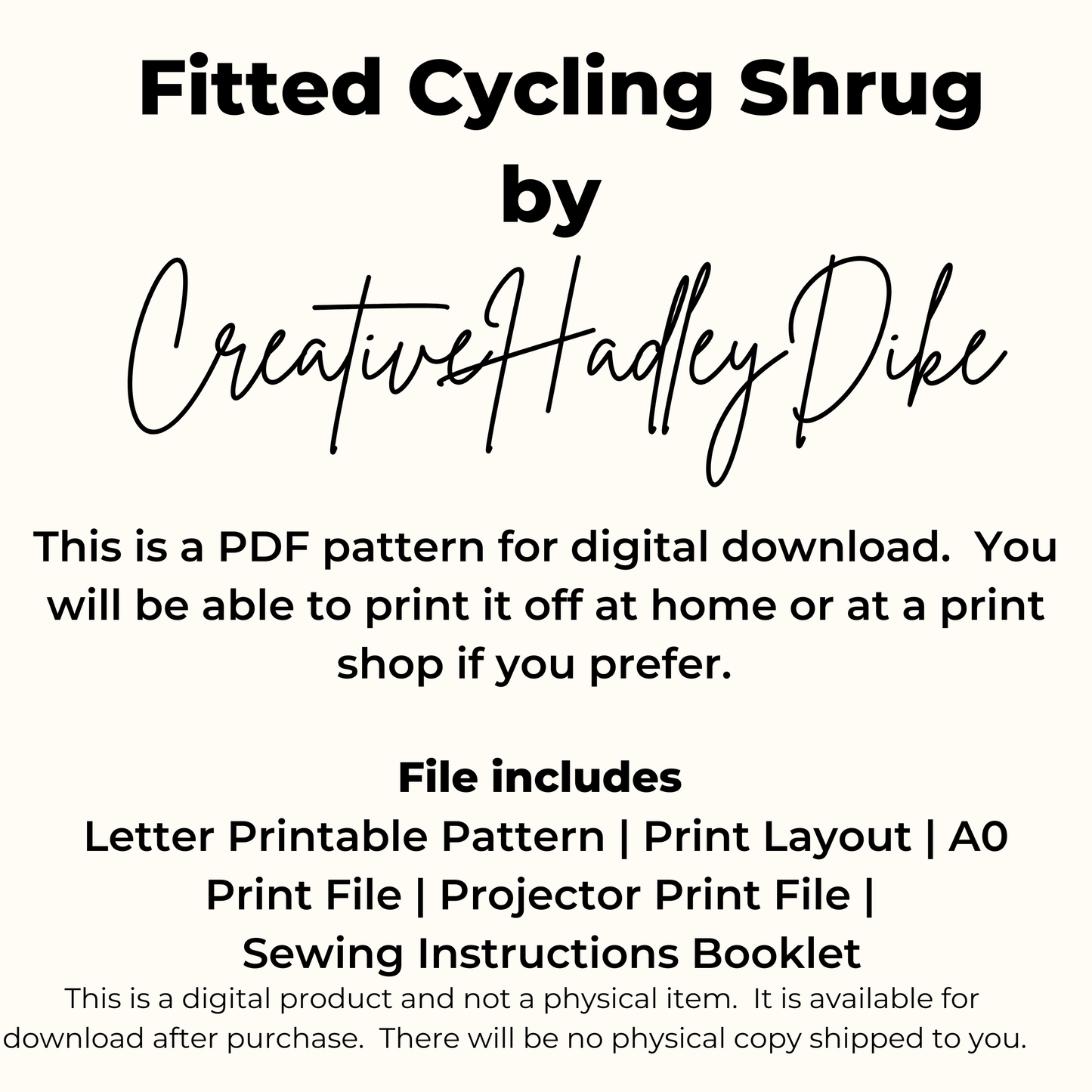 Fitted Cycling Shrug PDF Sewing Pattern | Sportswear Top | Athletic Shrug