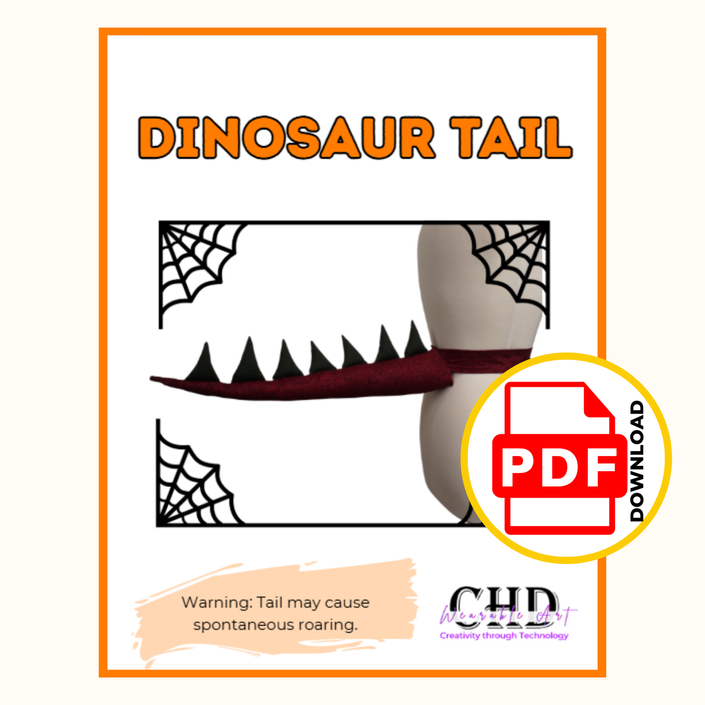 Dinosaur Tail Sewing Pattern PDF – 3 Lengths with Adjustable Waistband – Kids Costume