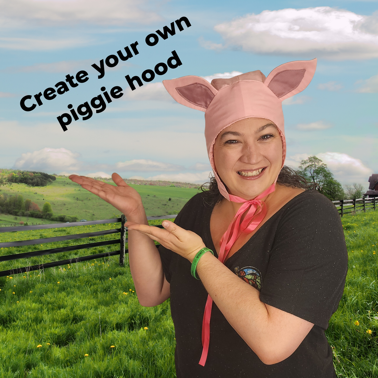 Pig Hood Sewing Pattern, PDF + Projector 8-Sizes