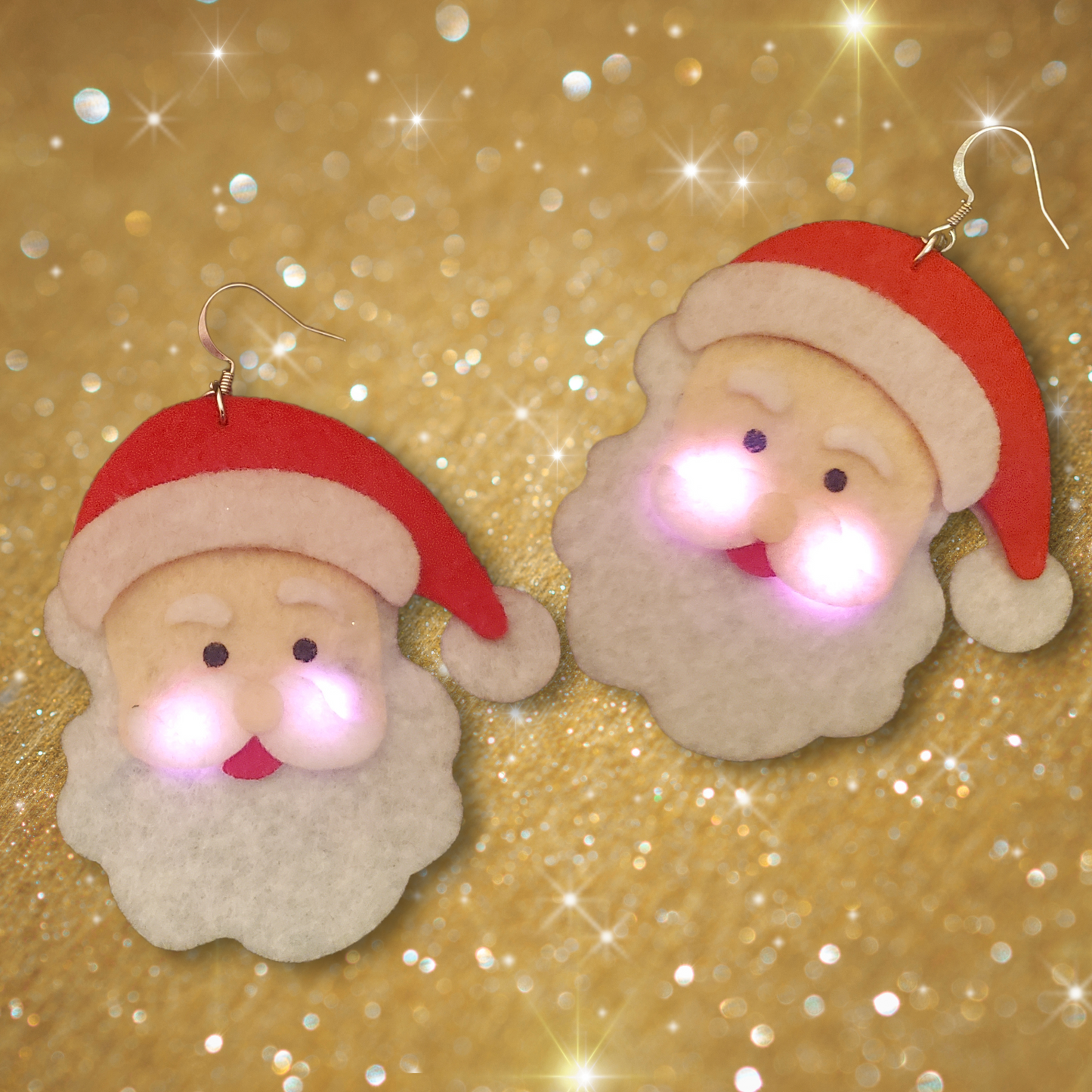 DIY Light-Up Santa Earrings Pattern | Light-Up Santa Earrings | DIY Santa Earrings | Cricut Santa Earrings | Cricut Light-Up Santa Earrings