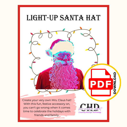 Light-Up Santa Hat Sewing Pattern | Santa Hat PDF Pattern | Glowing Santa Hat PDF Pattern | No Soldering Light-Up Santa Hat Sewing Pattern