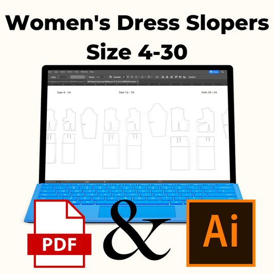 Women's Dress Block, Women's Sloper Set, PDf Women's Dress Pattern, Basic Pattern Set, Pattern Sizes 4-30, Slopers Make Your Own Patterns