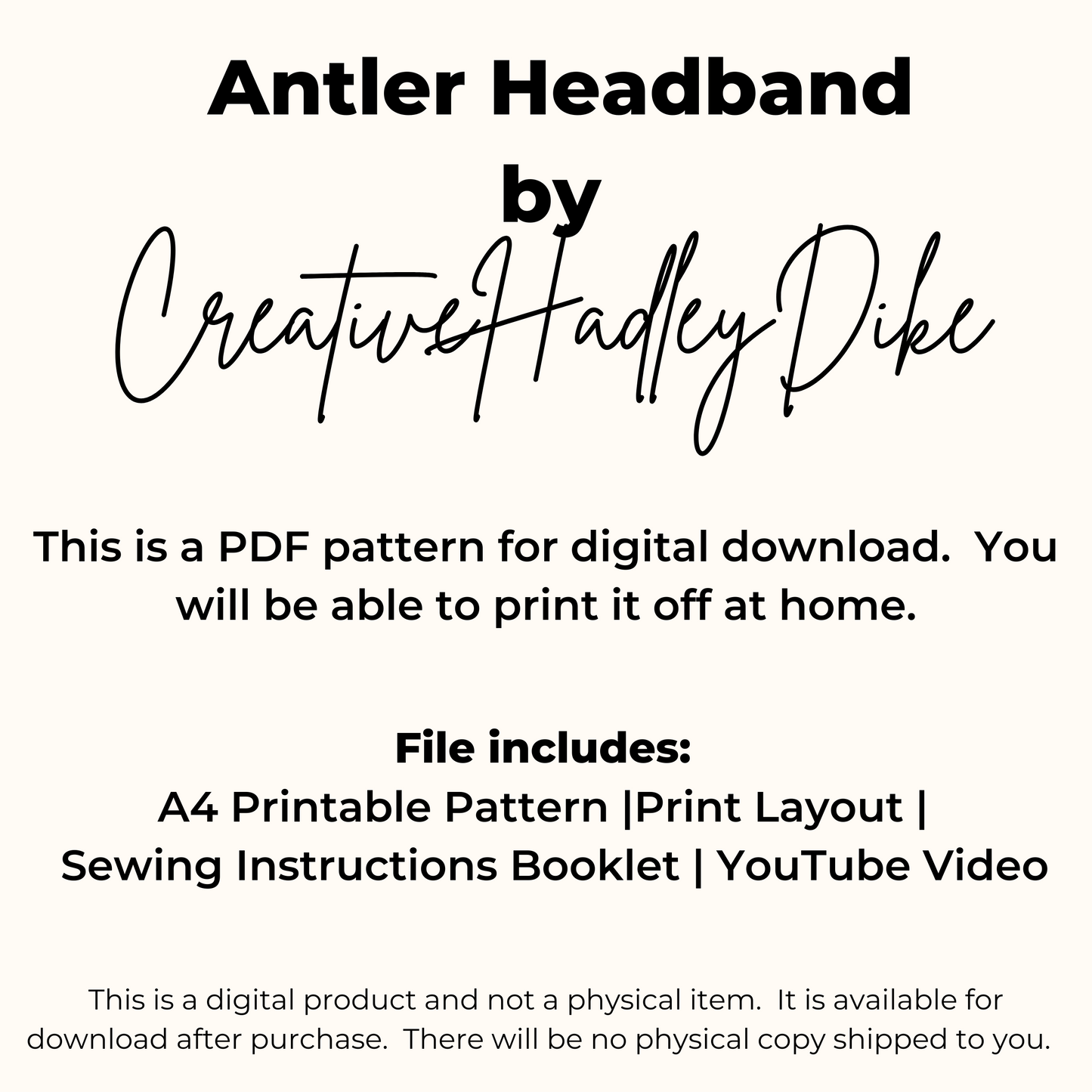 Antler Headband PDF Sewing Pattern