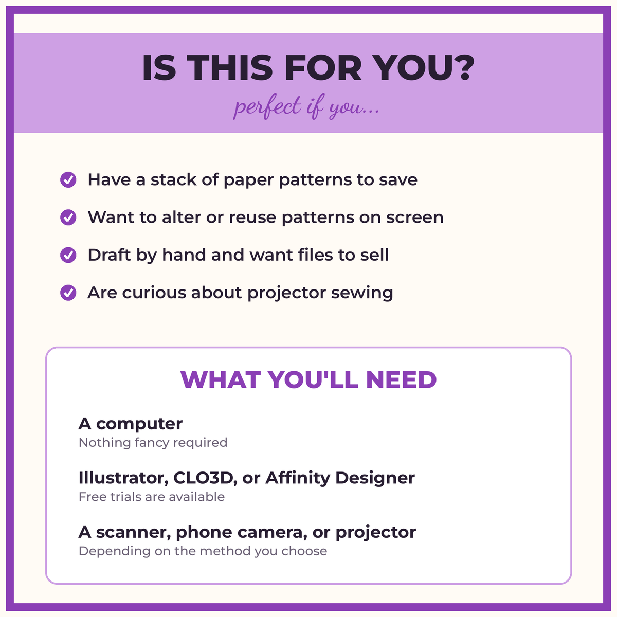 From Paper to Pixels: Digitize Your Sewing Patterns (Online Course)