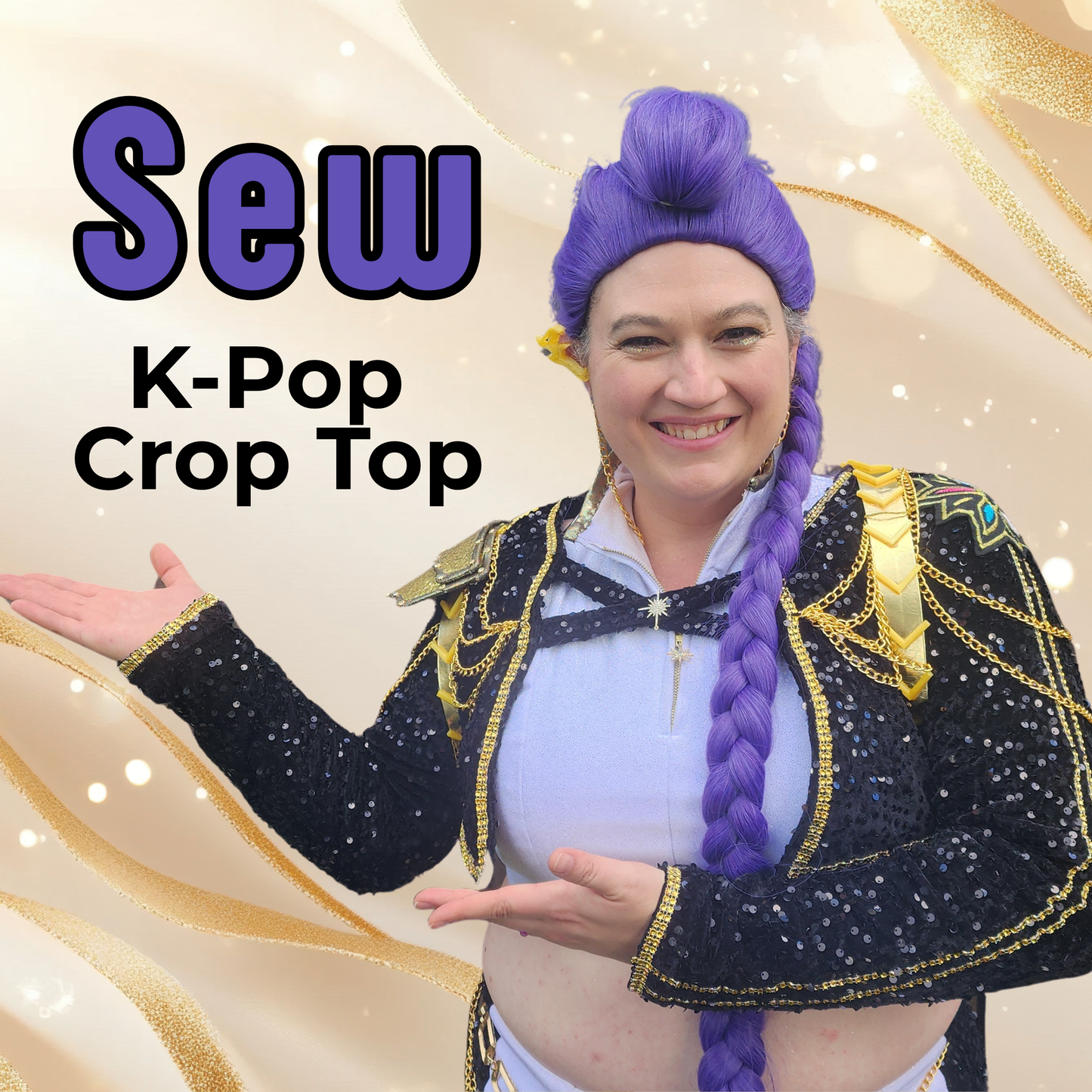 K-Pop Cosplay Crop Top | Demon Fighting Outfit DIY Tutorial - 18 sizes - Projector and Print Files