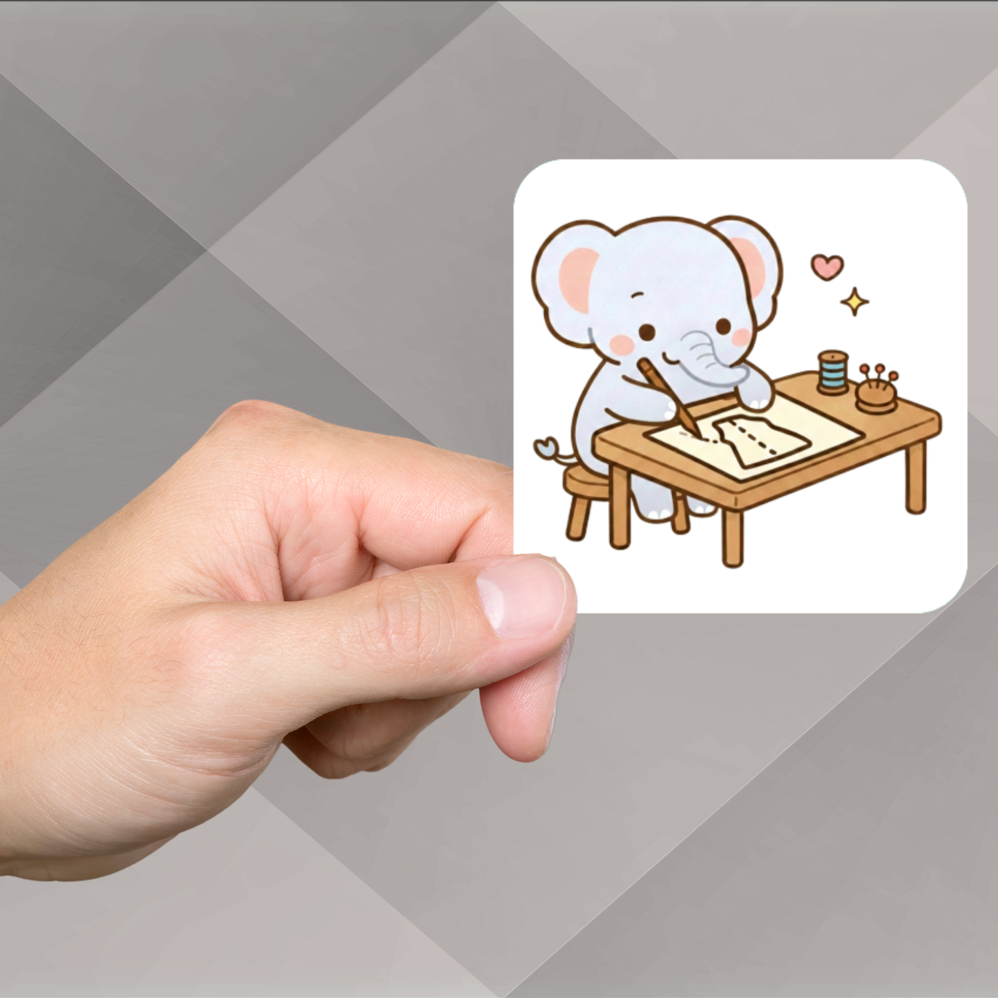 Elephant Sewing Sticker Set – for Sewists & Crafters – 1" or 2" Vinyl Stickers