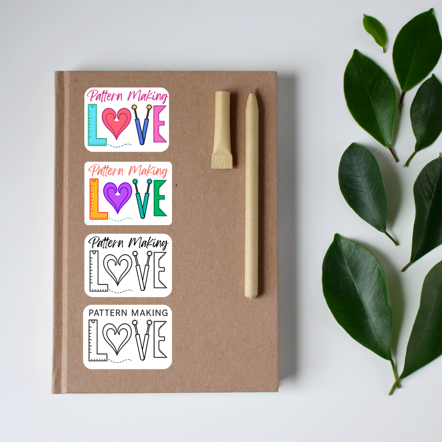 Pattern Making Love Sticker – Black & White or Color – Glossy Vinyl sticker