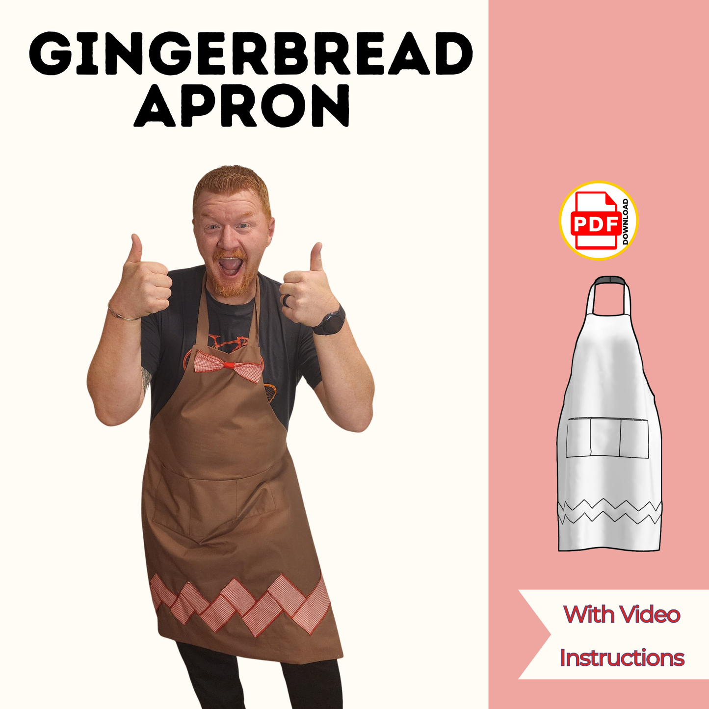Gingerbread Baker Apron – Holiday Sewing Pattern PDF