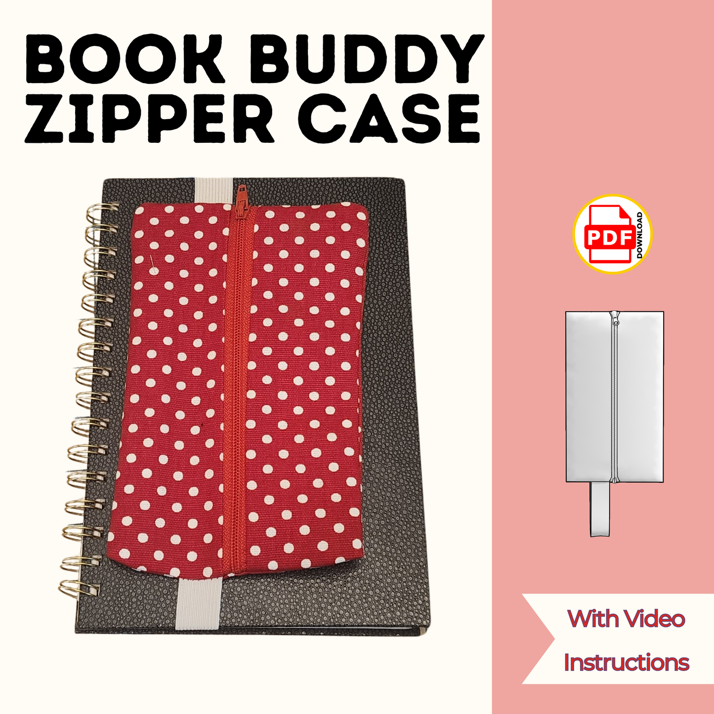 Sew a Book Zipper Case – Beginner Friendly PDF Pattern