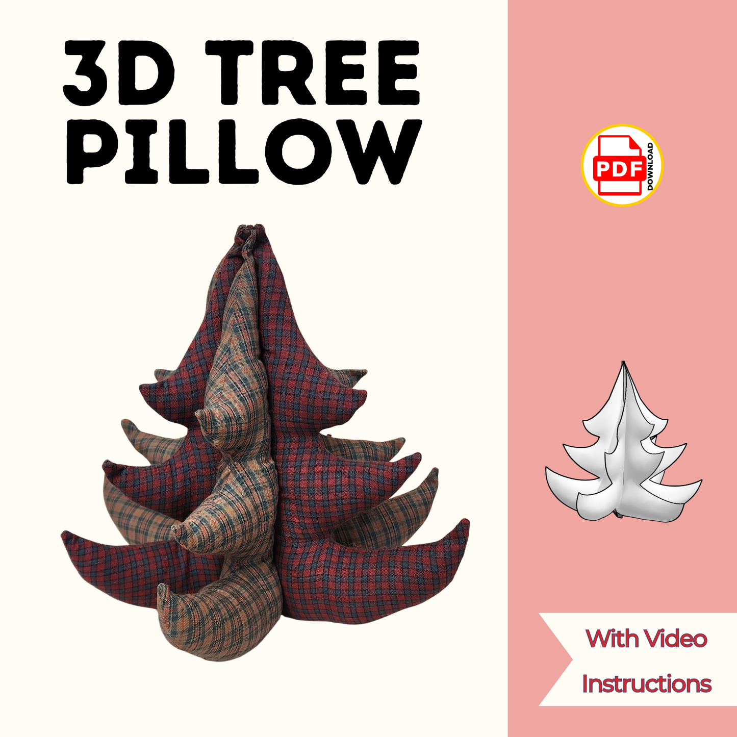 3D Tree Sewing Pattern,  Holiday Decor PDF
