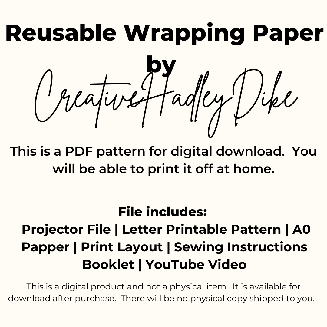 Reusable Fabric Gift Bag Sewing Pattern