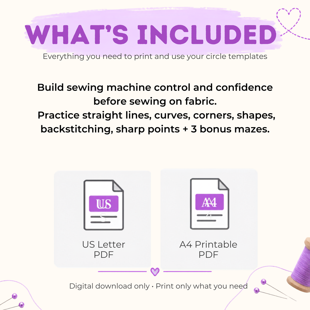 Sewing Practice Sheets for Beginners | 30 Printable Sewing Machine Worksheets | Learn to Sew Lines, Curves, Corners & Mazes | PDF