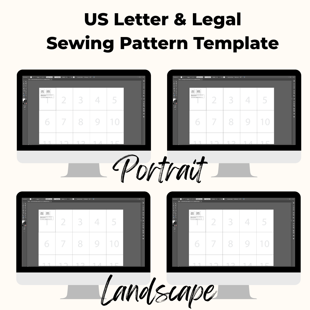 Illustrator Sewing Pattern Print Board Template Bundle (Digital Download)