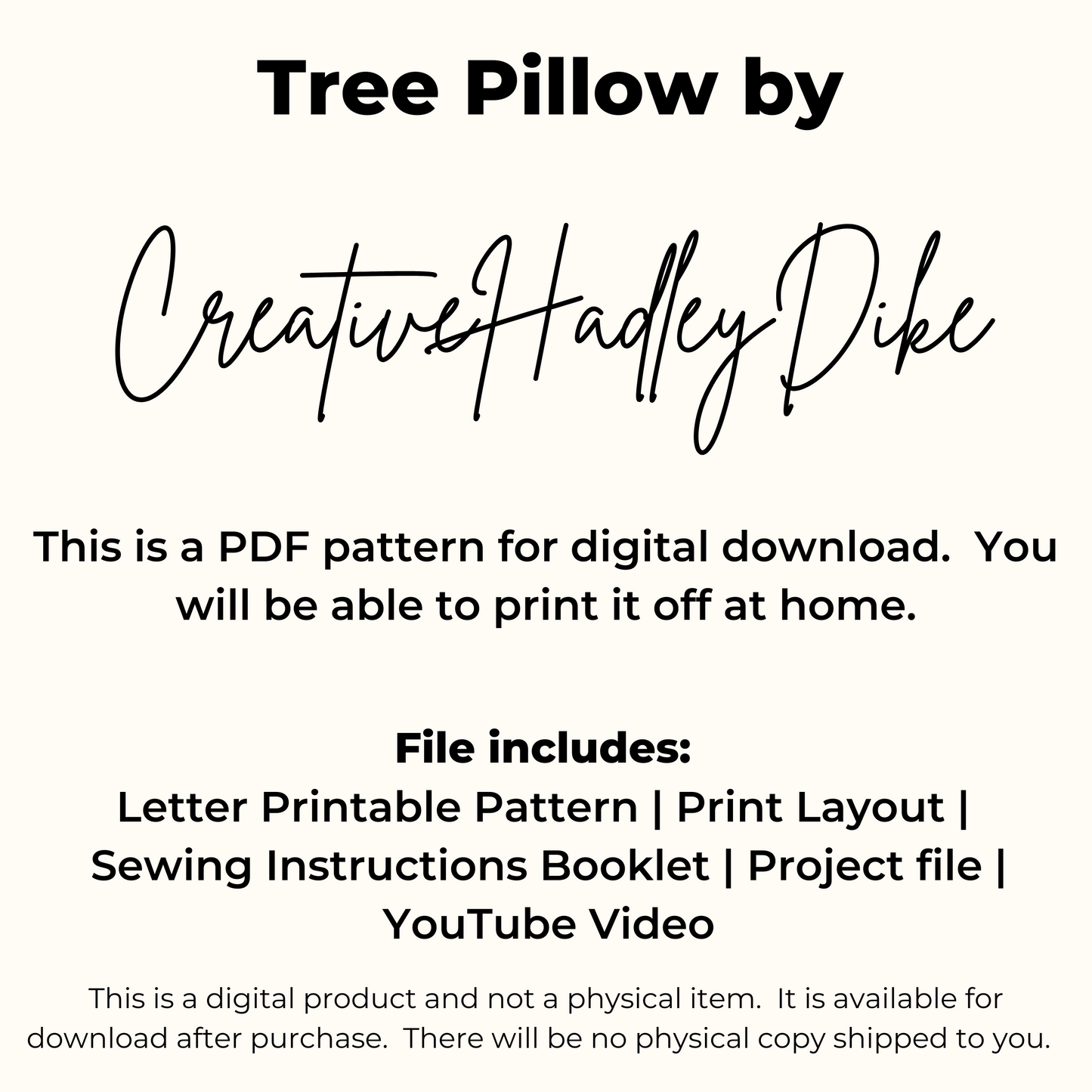 Tree Pillow Case PDF Sewing Pattern