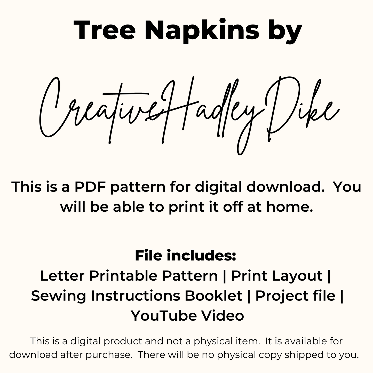 Tree Napkin Sewing Pattern