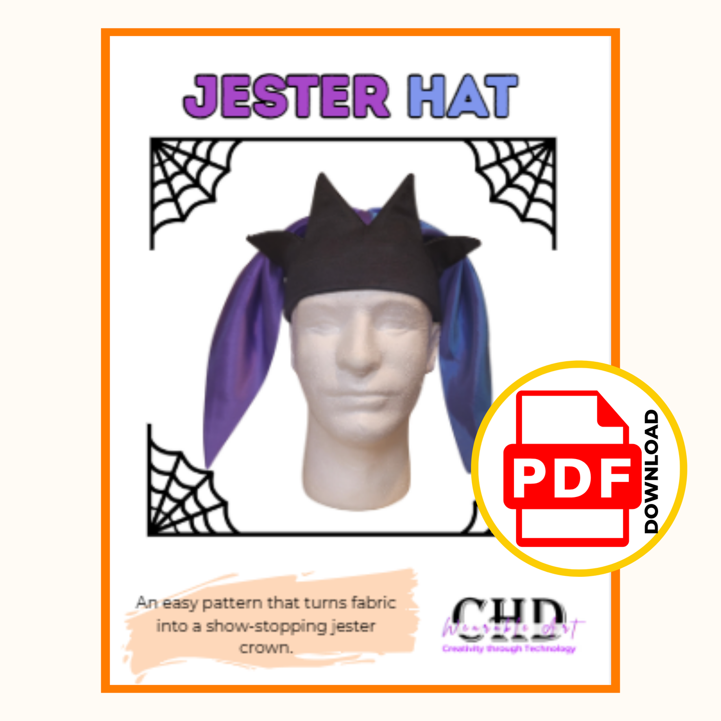 Jester Costume Hat Sewing Pattern with Video (PDF and Projector Files)