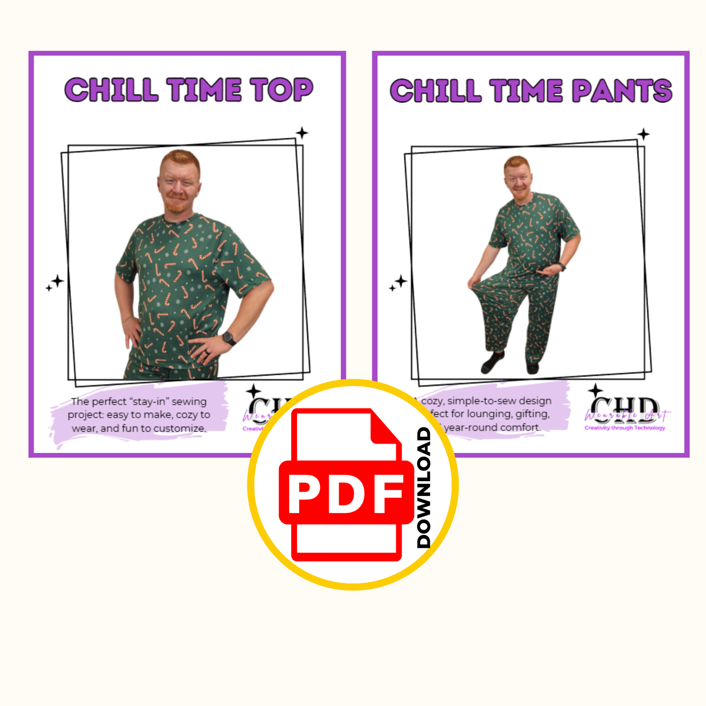 Chill Time PJ Set Sewing Pattern – Easy Loungewear Top and Pants PDF 20 Sizes