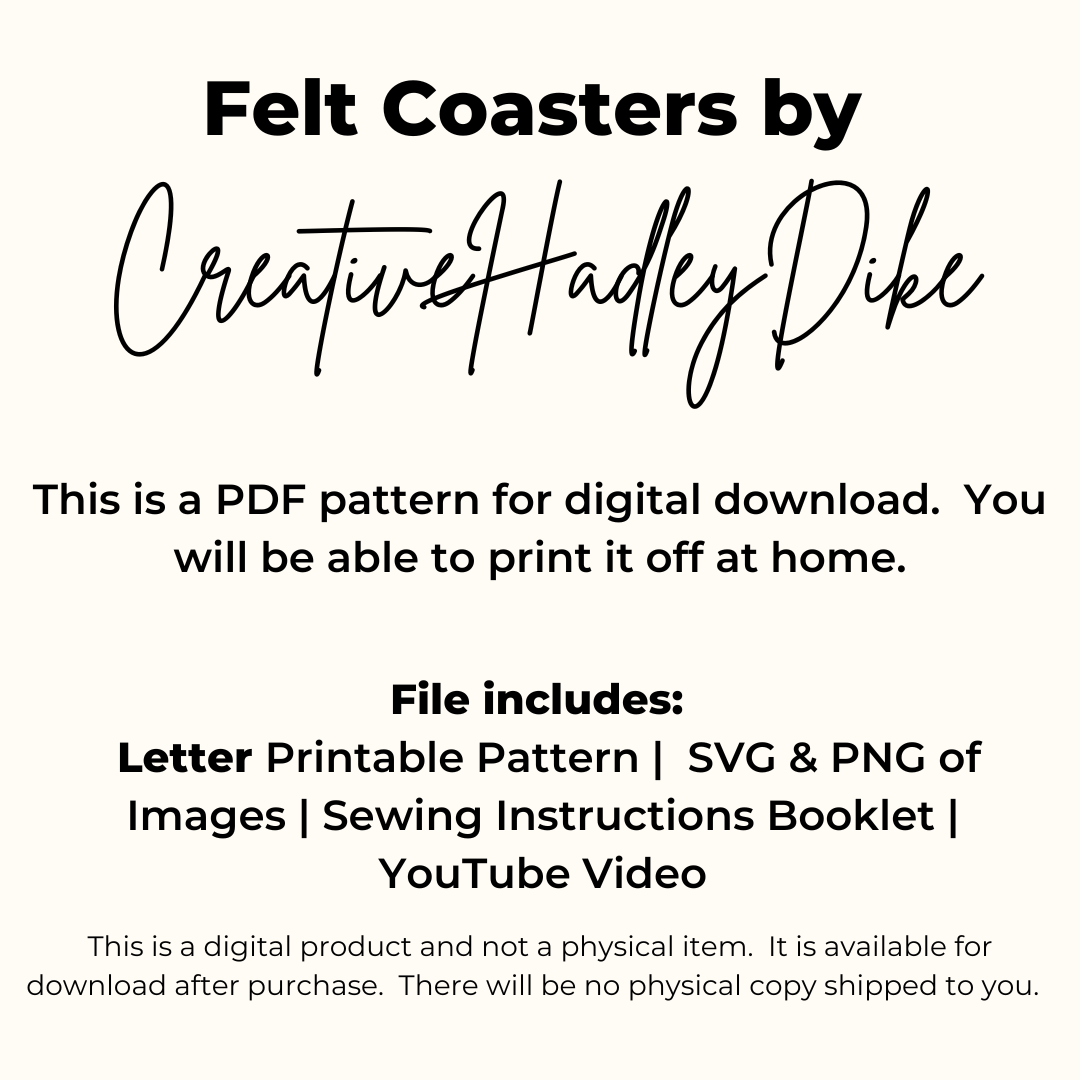 DIY Felt Christmas Coasters Sewing Pattern