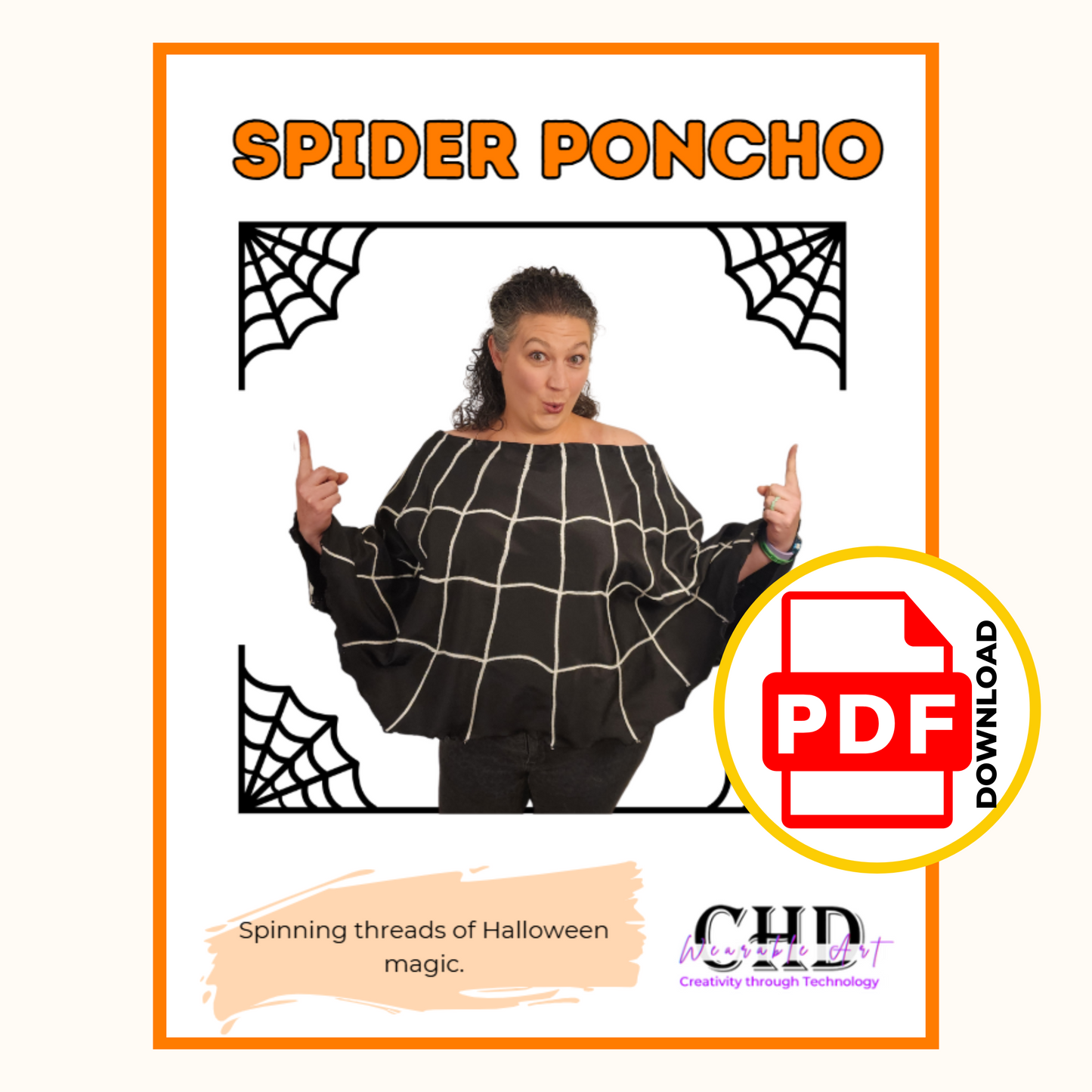 Spider Web Poncho Sewing Pattern PDF and Projector Instructions with Video Tutorial Sizes XS-5XL