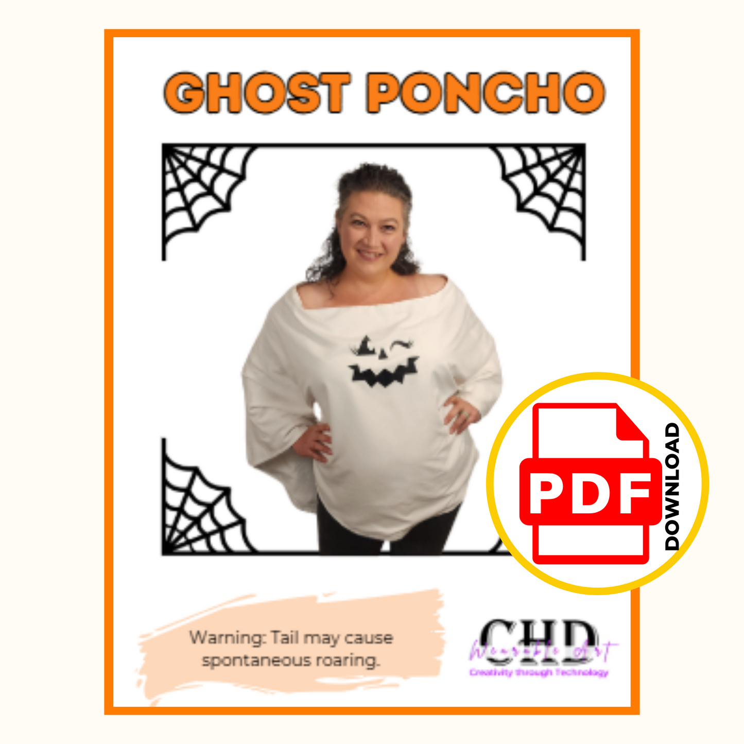 Ghost Poncho PDF Sewing Pattern with Printable  & Projector Files and Step-by-Step Sew Along Video Sizes XS-5XL