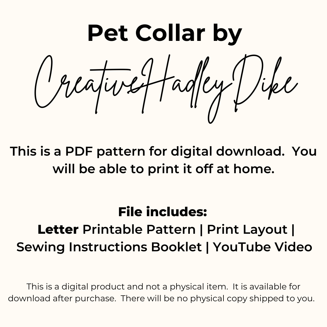 Custom Pet Collar PDF Pattern