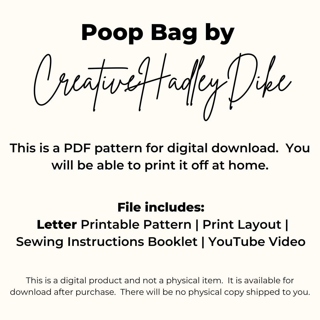 Poop Bag Pattern | PDF Sewing Pattern for leash Poop Bag