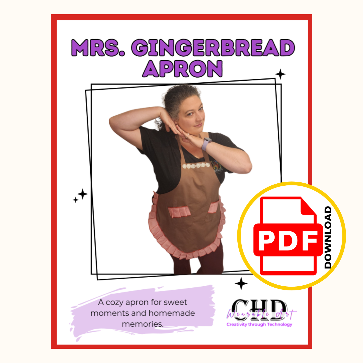 Gingerbread Apron PDF Sewing Pattern– Holiday Sewing Pattern PDF