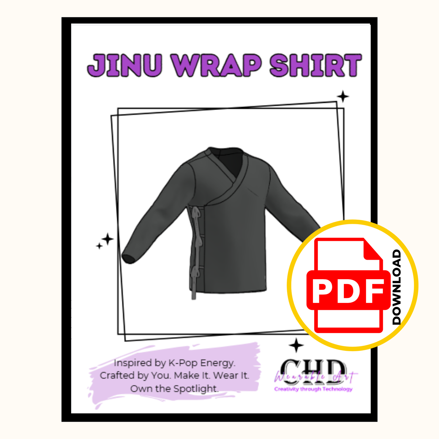K-Pop Inspired Wrap Top Sewing Pattern 14 sizes in PDF and Projector Files with a sew along video