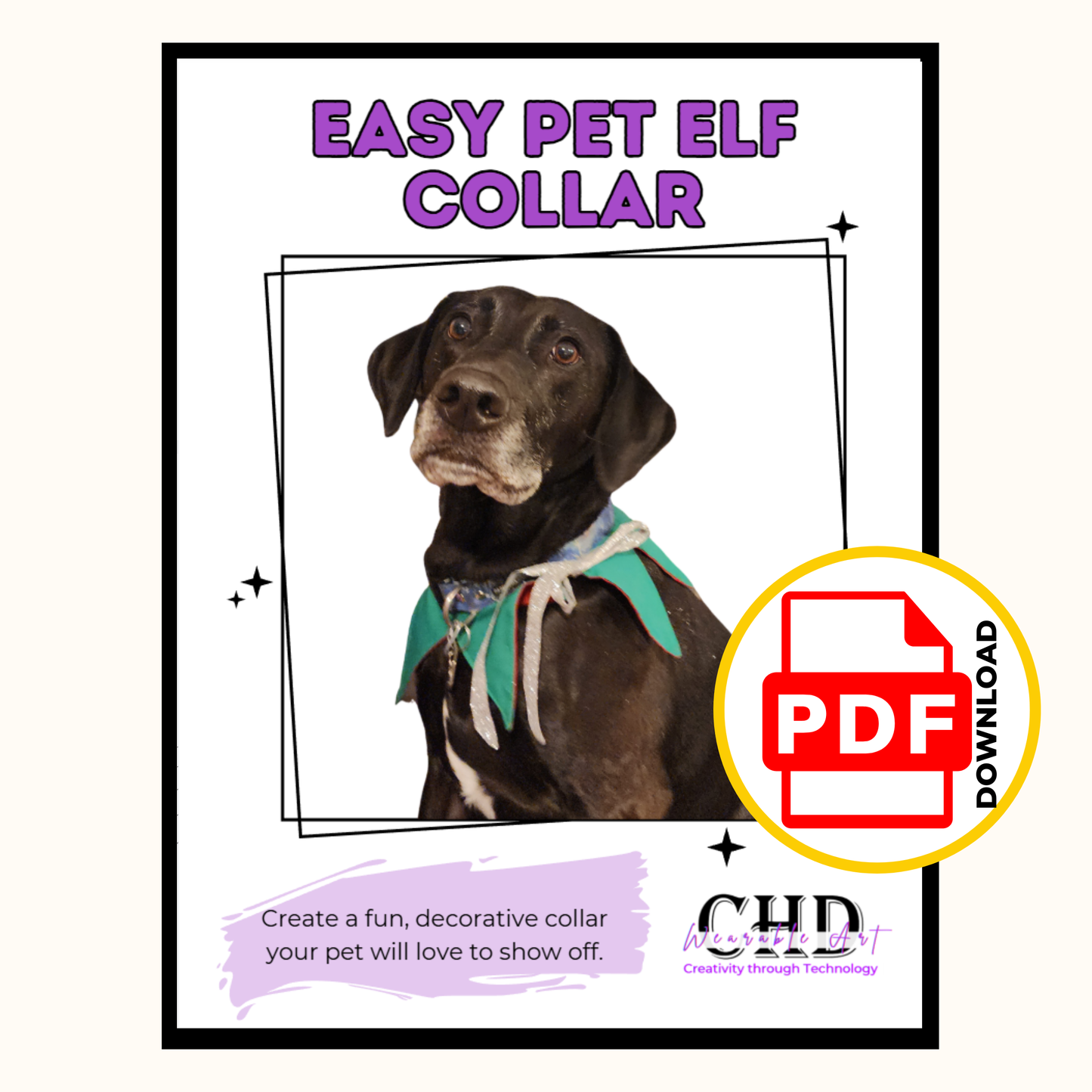 Easy Elf Collar Sewing Pattern, Easy Beginner PDF and Projector Files with 8 Sizes