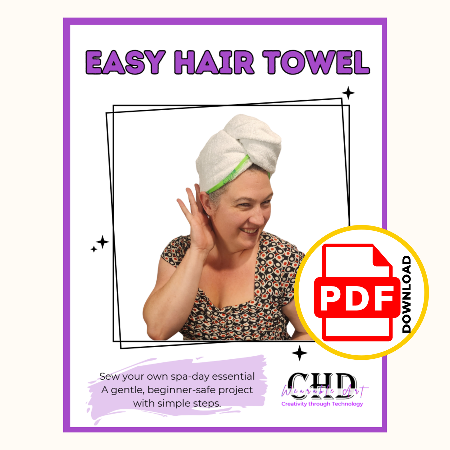 Soft Hair Towel Wrap Sewing Pattern for Beginners