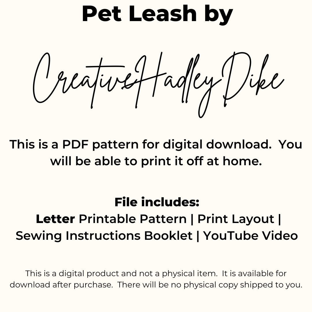 Dog Leash PDF Sewing Pattern