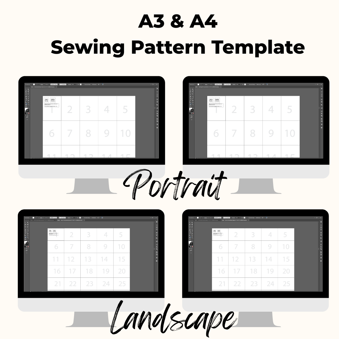 Illustrator Sewing Pattern Print Board Template Bundle (Digital Download)