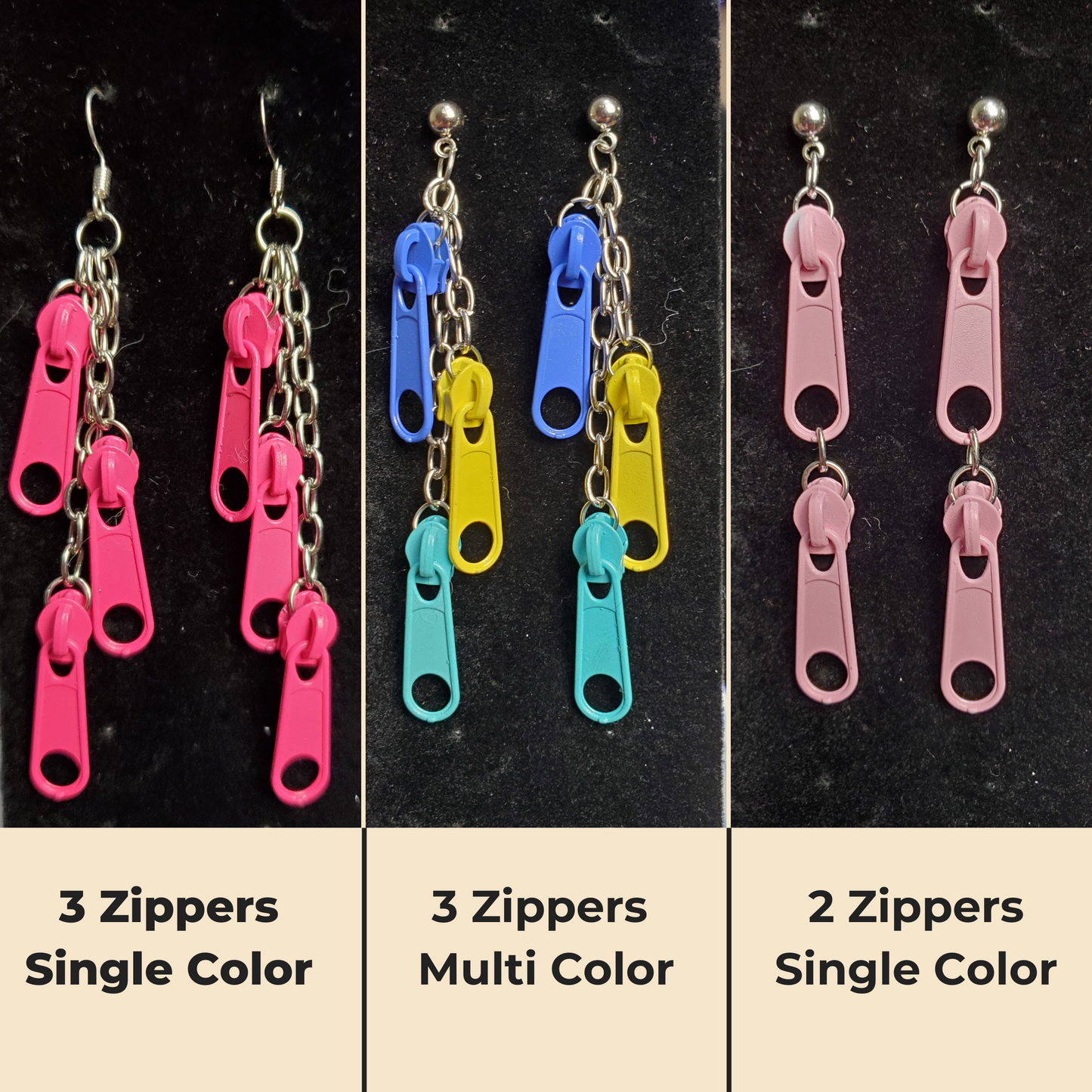 Zipper Pull Earrings on Post