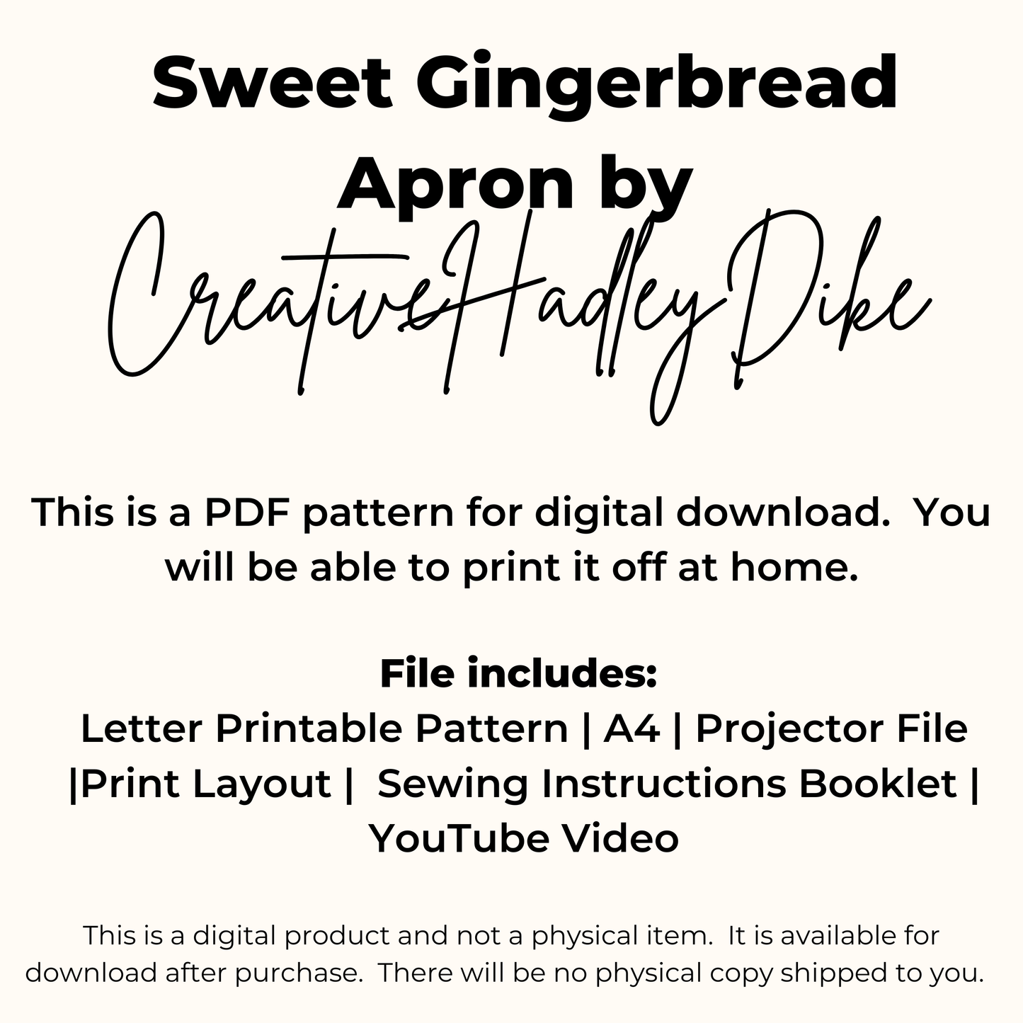 Gingerbread Apron PDF Sewing Pattern– Holiday Sewing Pattern PDF