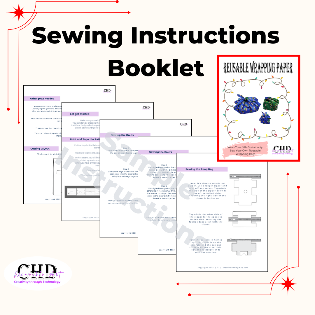 Reusable Fabric Gift Bag Sewing Pattern