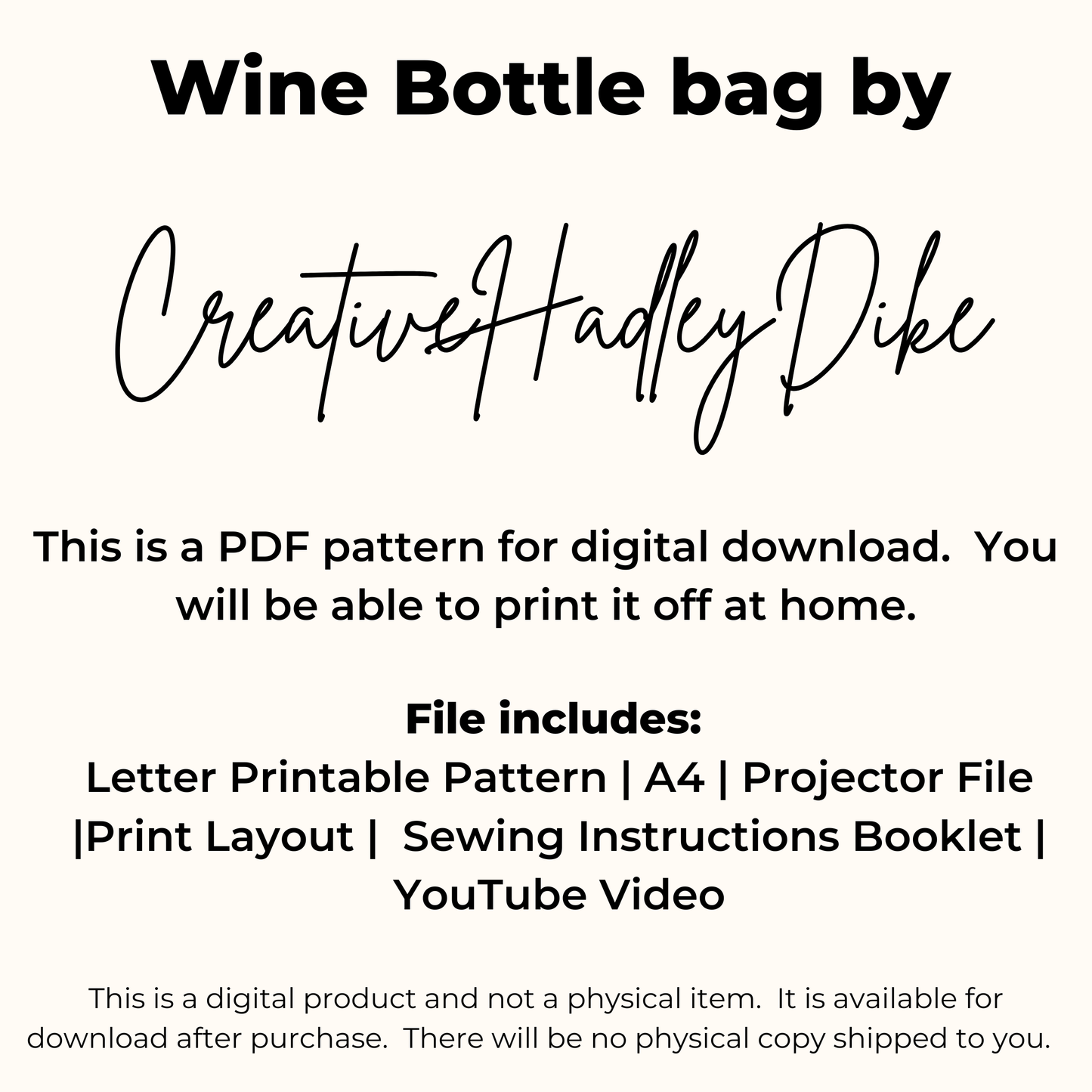 Wine Bottle Bag Sewing Pattern Reusable Gift Bag Beginner Friendly PDF Tutorial