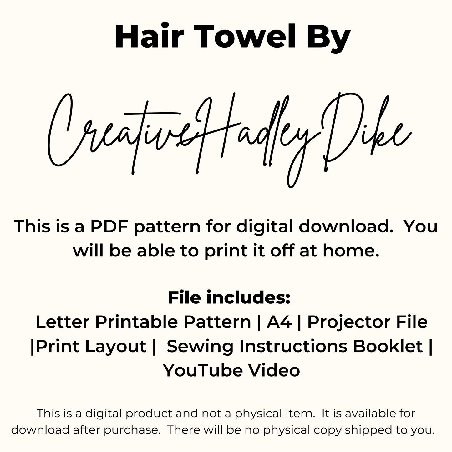 Soft Hair Towel Wrap Sewing Pattern for Beginners