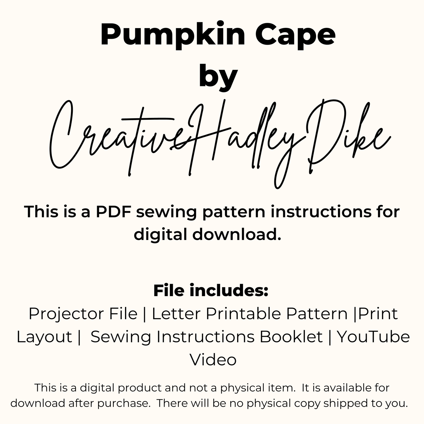 Pumpkin Cape Sewing Pattern | Halloween Costume