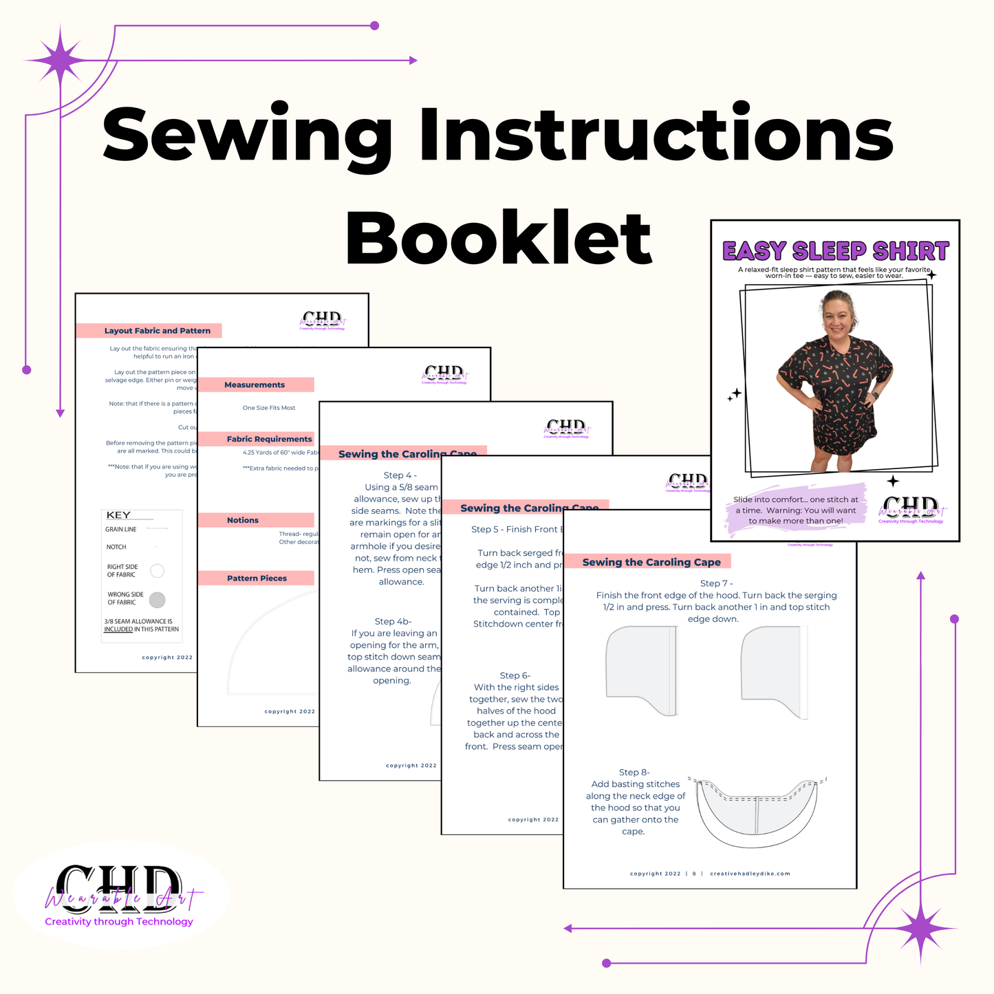 Easy Sleep Shirt Sewing Pattern – Beginner Knit Pajama Top PDF 17 Sizes