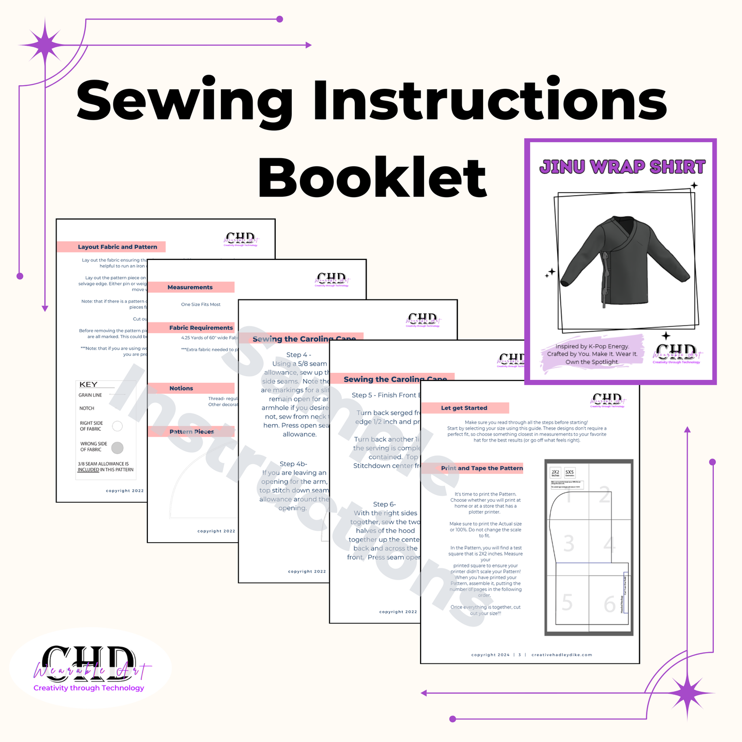 K-Pop Inspired Wrap Top Sewing Pattern 14 sizes in PDF and Projector Files with a sew along video