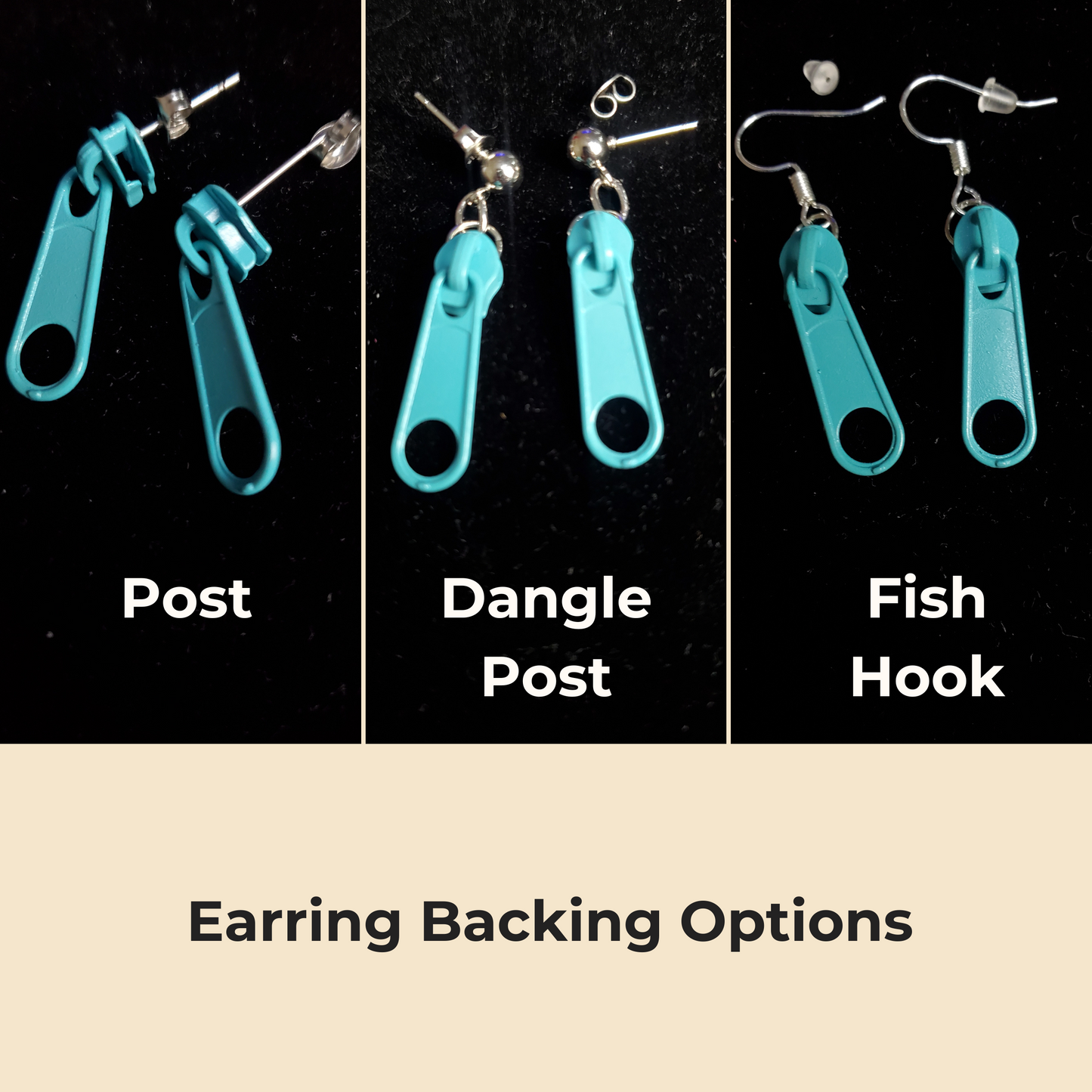 Zipper Pull Earrings on Post