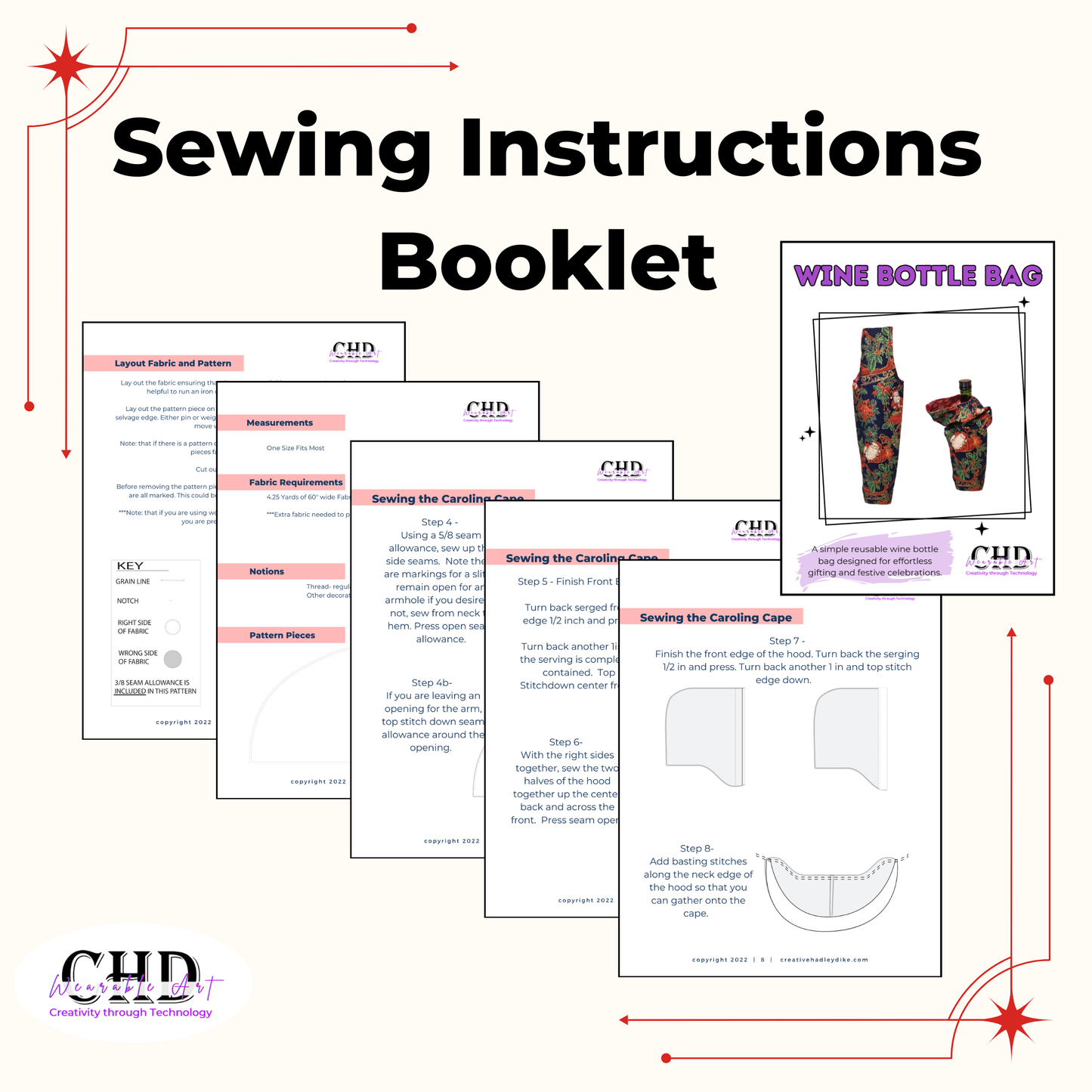 Wine Bottle Bag Sewing Pattern Reusable Gift Bag Beginner Friendly PDF Tutorial