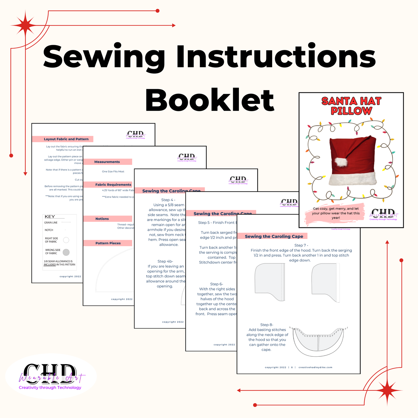 Santa Hat Pillow Cover Sewing Pattern Holiday decor