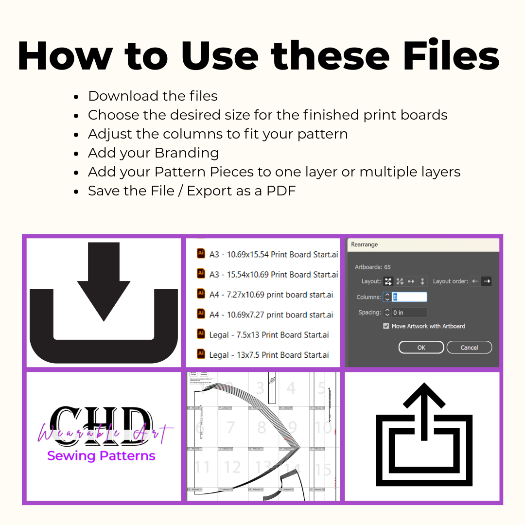 Illustrator Sewing Pattern Print Board Template Bundle (Digital Download)