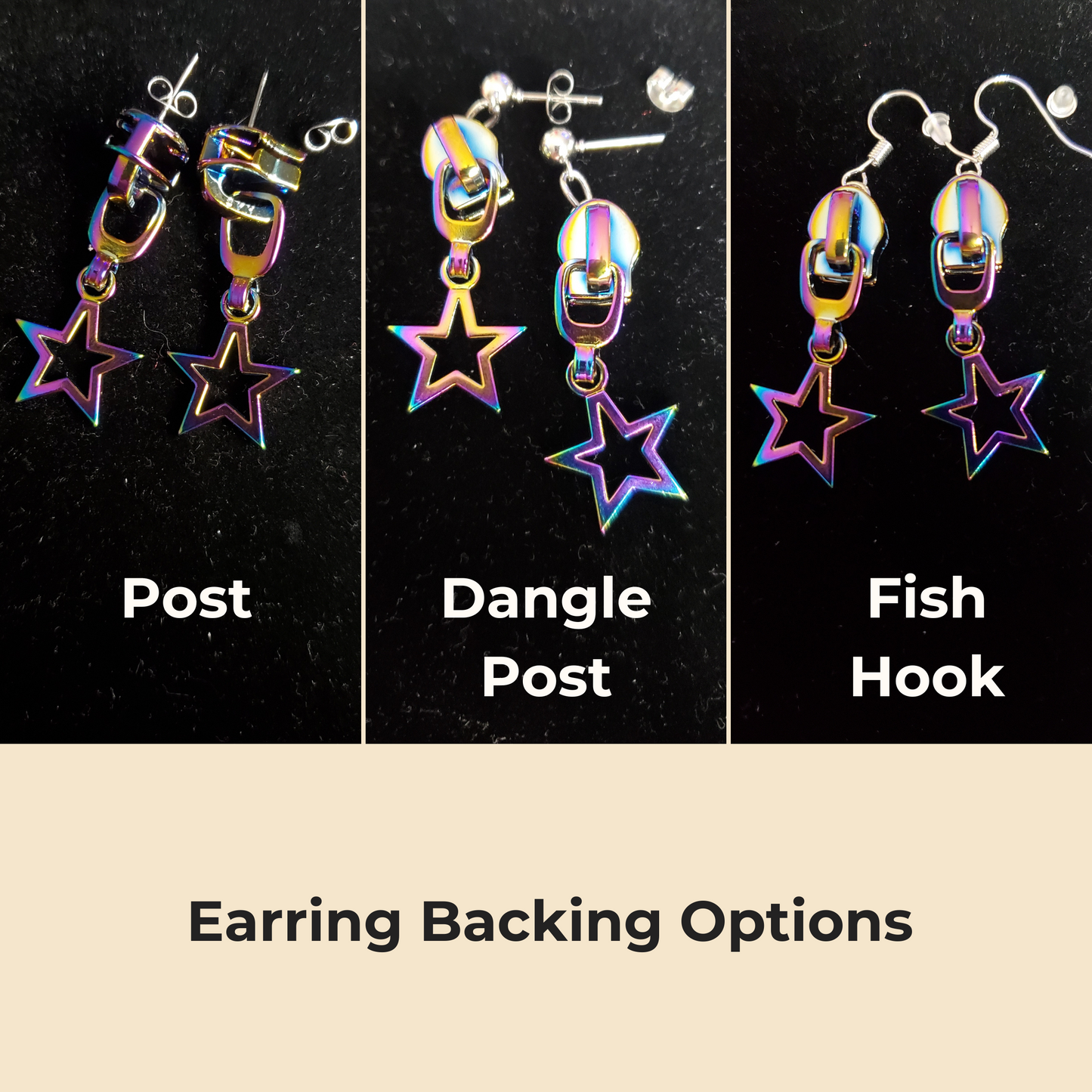 Iridescent Zipper Pull Earrings